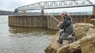 Fishing a GIANT Natural SPILLWAY for River Monsters [upl. by Allister]