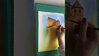 Drawing HoutKoeningsbourg castle watercolorpaintingdrawingvideospaintingabstractpaintingart [upl. by Anivas671]