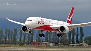 Regreso de Qantas a Santiago de Chile 1er Vuelo en Boeing 7879 VHZNJ 100 years Livery [upl. by Ikcir711]