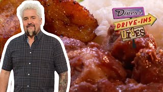 Guy Eats LEGIT Pig Tails at a JamaicanChinese Spot  Diners DriveIns and Dives  Food Network [upl. by Indnahc]