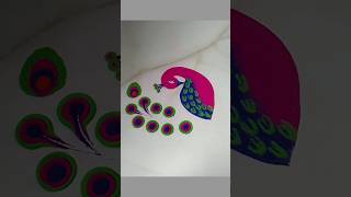 💗💚Peacock kolam art beautiful peacock rangoli very attrative and creative rangoli shorts [upl. by Kalli]