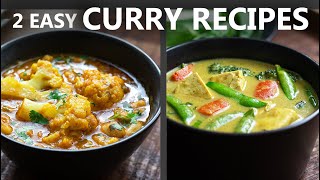 2 Easy Curry Recipes for a Vegetarian and Vegan Diet  Easy Vegan Recipes [upl. by Keynes310]