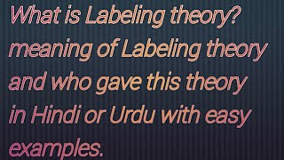 Labeling TheoryCriminology Theory meaning of Labeling Theory in Hindi or Urdu sociology [upl. by Eittocs]