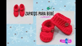 ZAPATOS PARA BEBÉ A CROCHET  Labores Angélika [upl. by Arty]