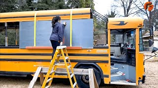 Couple Transforms Bus into Amazing Mobile Home  Start to Finish Build by lifeanywhere [upl. by Swift]