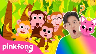 Colorful Monkey Banana Dance  More  Five Little Monkeys✋🐒  Baby Monkey  Official Pinkfong [upl. by Klimesh]