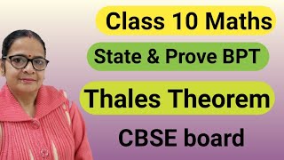 Class10 Maths State amp prove BPT Thales Theorem  How to prove Thales Theorem CBSE syllabus [upl. by Dacy]