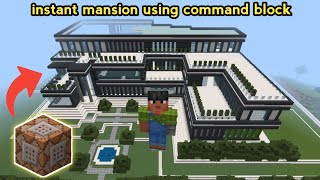 HOW TO BUILD A HOUSE IN MINECRAFT BY USING A COMMAND BLOCK  INSTANT MANSION  😱 [upl. by Calvina]