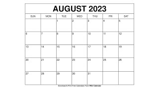 Free Printable August 2023 Calendar Templates With Holidays  Wiki Calendar [upl. by Lareena215]