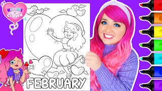 Coloring Kimmi The Clown Calendar Coloring Book FEBRUARY Coloring Page  Ohuhu Art Markers [upl. by Aicarg]