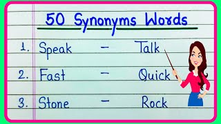 50 Synonyms words in English  What is Synonyms of  Common Synonym Words  Useful Synonyms Words 50 [upl. by Sarajane740]