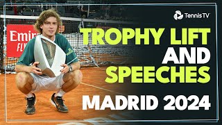 Andrey Rublev vs Felix AugerAliassime Trophy Lift amp Speeches  Madrid 2024 Highlights [upl. by Anairda]