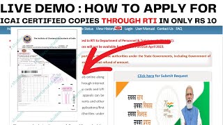 Live Demo  How to Apply ICAI Certified Copies Through RTI In Only RS 10  CA Exam Certified copies [upl. by Sirovaj258]