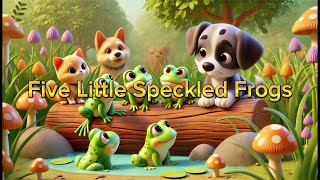 Five Little Speckled Frogs  Puppy amp Kitten  Most Popular Nursery Rhymes and Kids Songs [upl. by Nosnaj147]