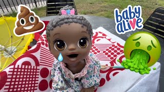 BABY ALIVE doll Throws up at the Park 🤢 babyalive doll baby [upl. by Arretak228]