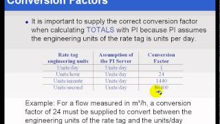 OSIsoft Use the conversion factor field when doing a total calculation in PE v34375 [upl. by Sarat546]