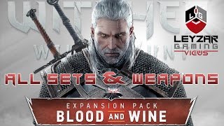 Witcher 3 Wild Hunt  Blood and Wine  All Grandmaster Armor Witcher School Sets  Sword Weapons [upl. by Nadruoj]