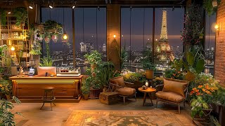 Savoring Café on the Terrace with City and River Outlook ☕ Jazz Relaxing Music for WorkStudyUnwind [upl. by Esorlatsyrc]