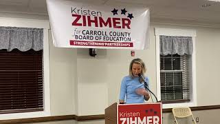 Carroll County Board of Education candidate Kristen Zihmer speech at a campaign event on Feb 22nd [upl. by Percy]