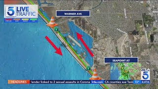 PCH closes in Huntington Beach due to heavy flooding [upl. by Ladiv]