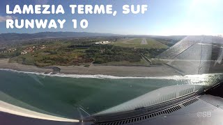 Lamezia Terme airport Italy SUF Visual approachlanding Rwy 10 Airbus cockpit view With ATC 4k [upl. by Dorey892]