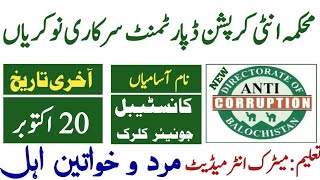 Anti cruption department Punjab jobs 2024 Balochistan jobs 2024 [upl. by Onaicul646]