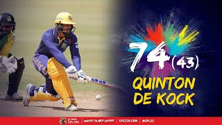 Quinton de Kock CRUSHES 74 from 43 vs Jamaica Tallawahs  CPL 2022 [upl. by Bobina677]