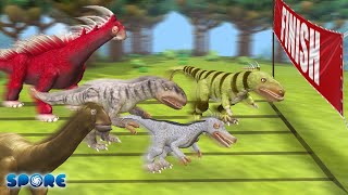 Theoropod vs Sauropod Race  Theoropod vs Sauropod S1  SPORE [upl. by Akilam814]