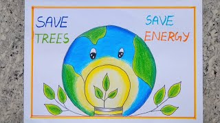 Energy Conservation Poster Drawing Easy Energy Conservation Poster Drawing for childrens [upl. by Grady]