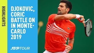 Highlights Djokovic Coric Battle On In MonteCarlo 2019 [upl. by Yelyah]