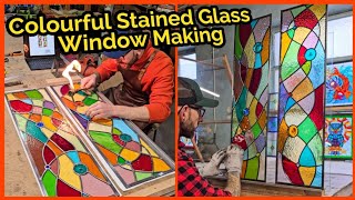 Colourful Contemporary Traditional Stained Glass Window Making [upl. by Nerta445]