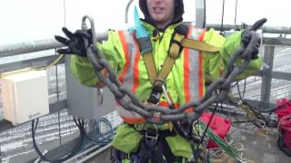 Clearing snow from the cables on the Port Mann Bridge British Columbia [upl. by Lyda]