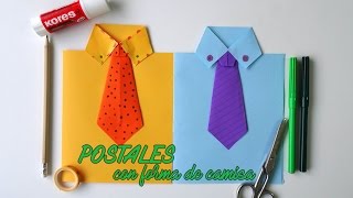 Tarjeta Postal con forma de camisa para el día del Padre [upl. by Eidnar761]