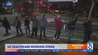 UC healthcare workers begin 2day strike across California [upl. by Wemolohtrab570]