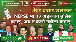 NEPAL SHARE MARKET NEWS amp ANALYSIS NEPSE LIVE CLUBHOUSE DISCUSSION  सेयर बजार नेपाल NEPSE TODAY [upl. by Ahsit811]