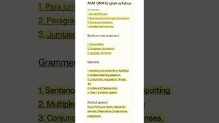 anm gnm english syllabus 2025 Nursing Exam  nursingstudent youtubeshorts shorts [upl. by Garap17]