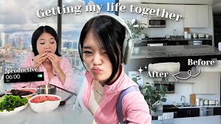 GETTING MY LIFE TOGETHER depression being productive✨ kitchen MAKEOVER selfcare workout [upl. by Arac]