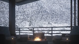 Balcony in quiet winter mountains  Birdsong  Fireplace [upl. by Nitneuq]