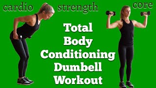 Cardio Strength amp Core Complete Dumbbell Workout [upl. by Aowda]