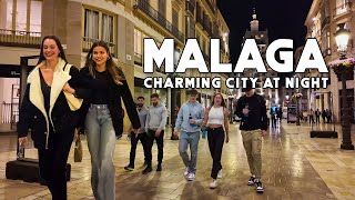 Malaga City Spain Charming City at Night April 2024 Update Costa del Sol  Andalucía 4K [upl. by Nosreffej208]