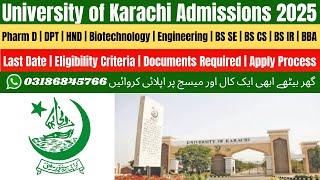 University of Karachi Admissions 2025  UOK Admission 2025  Karachi University Admission 2025 [upl. by Adnohsak]