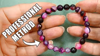 How To Make A Beaded Elastic Bracelet  No Glue Professional Method  Easy DIY jewelry tutorial [upl. by Uriah]