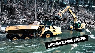 CSX Railroad Repair Work at Chestoa post Helene Flooding [upl. by Varipapa]