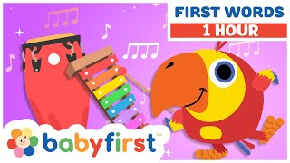 Toddler Learning Videos w Color Crew amp Larry  Baby Learning musical instruments  1 Hour BabyFirst [upl. by Anurb]