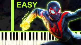 SPIDERMAN MILES MORALES THEME  EASY Piano Tutorial [upl. by Ilek827]