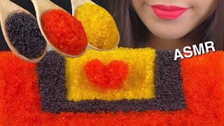 ASMR ORANGE HEART TOBIKO FISH ROES TOBIKO EGGS날치알 ROES IKAN ĐƯỜNG CÁ เนื้อปลา JALAN IKAN 鱼卵 Yú luǎn [upl. by Nihhi]