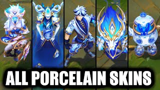 All New and Old Porcelain Skins Spotlight League of Legends [upl. by Ssor696]