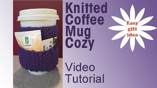 Knitted Coffee Mug Cozy  Easy Holiday DIY Gifts [upl. by Draude]