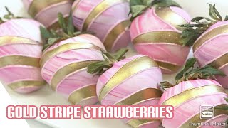 How To Make Gold Stripe Chocolate Covered Strawberries [upl. by Tamaru936]