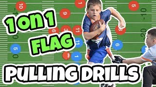 1 on 1 Youth Flag Football Flag Pulling Drills [upl. by Llezom]